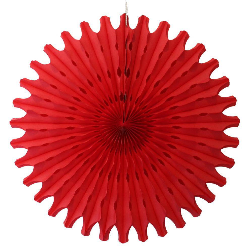 Red Tissue Paper Fan 18in