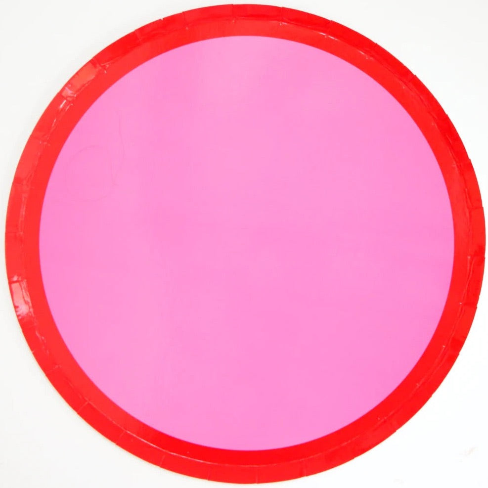 Hot Pink & Red Colorblock Dinner Plates 8ct