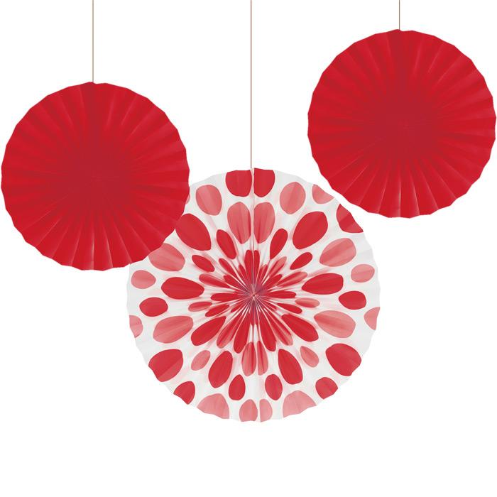 Red Dots Paper Fan Decorations