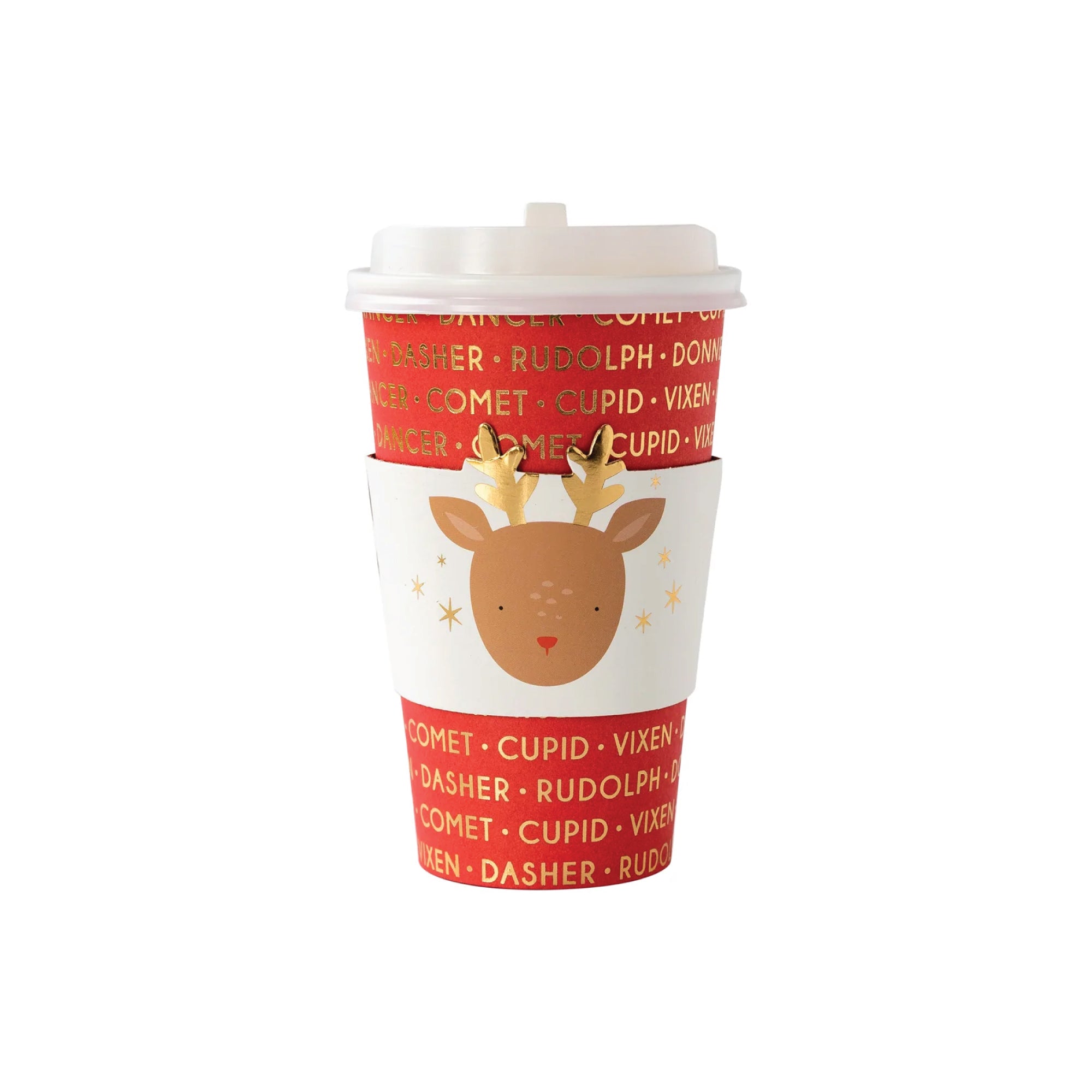 Reindeer Names Paper Coffee Cups 8ct