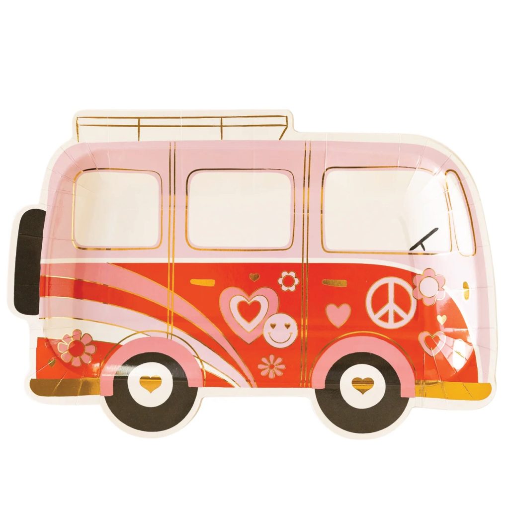 Retro Valentine Love Bus Dessert Plates 8ct