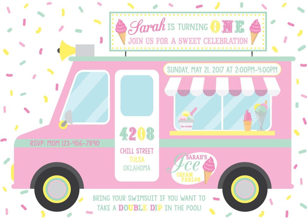 Ice Cream Birthday Party Invitation