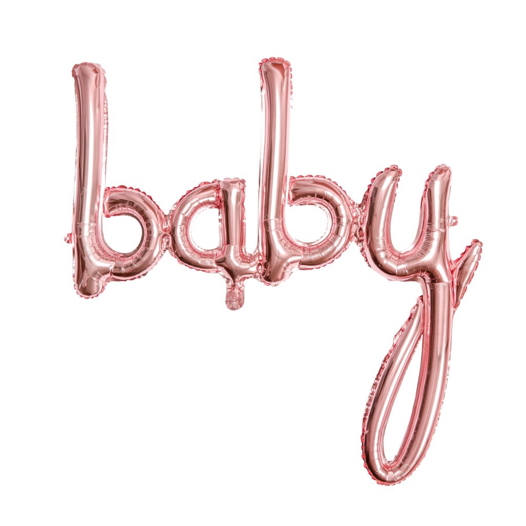 Rose Gold Baby Script Letter Balloon Banner 29in