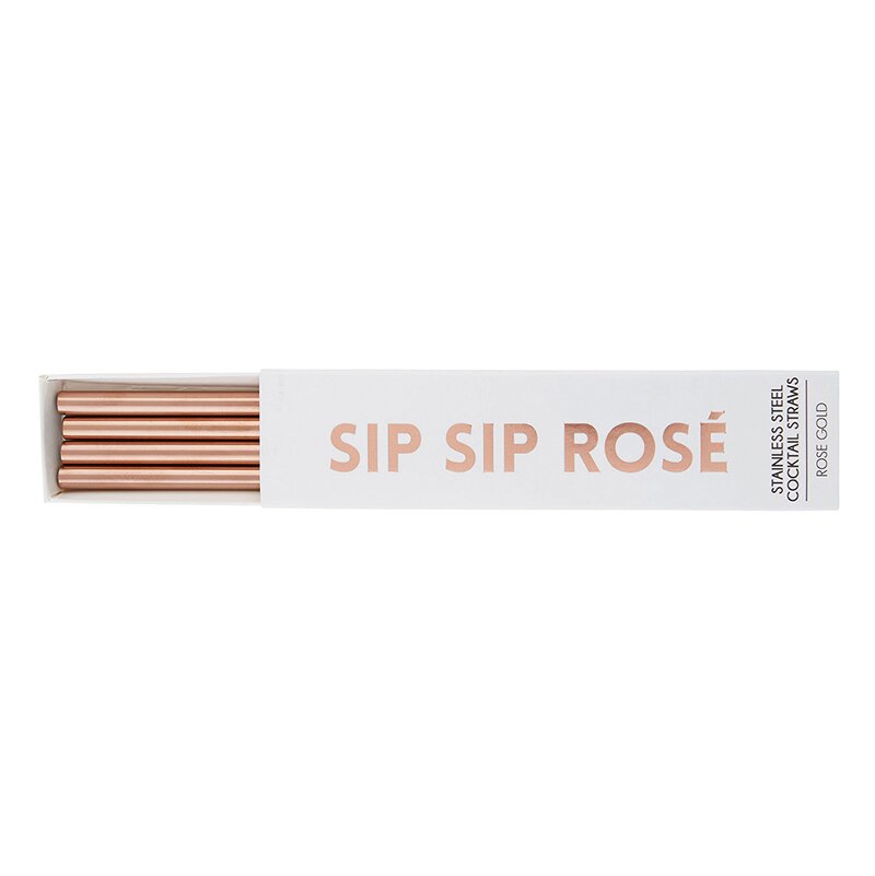 Rose Gold Metal Cocktail Straws 4ct