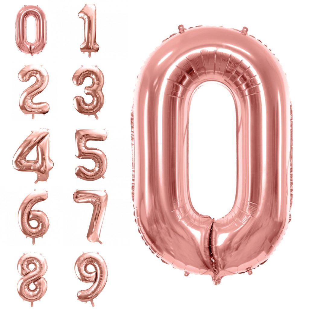 34″ Rose Gold Number Balloon 0-9