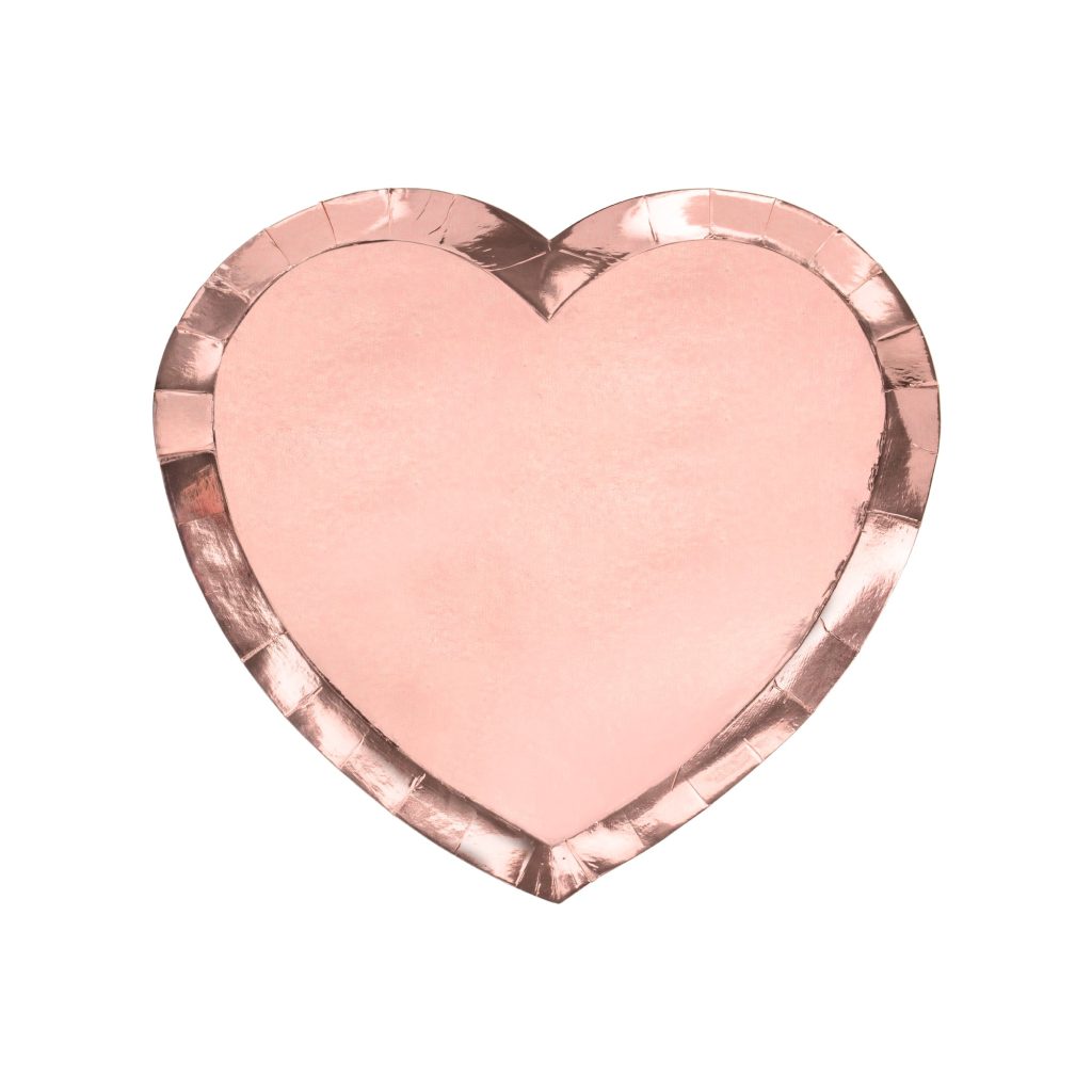 Metallic Rose Gold Heart Dessert Plates