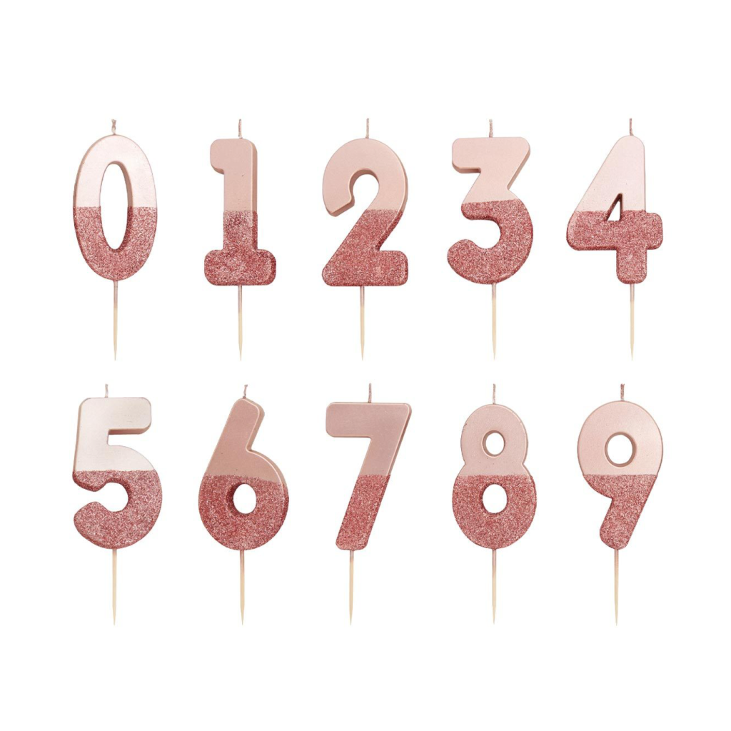 Rose Gold & Gold Glitter Dipped Number Birthday Candle