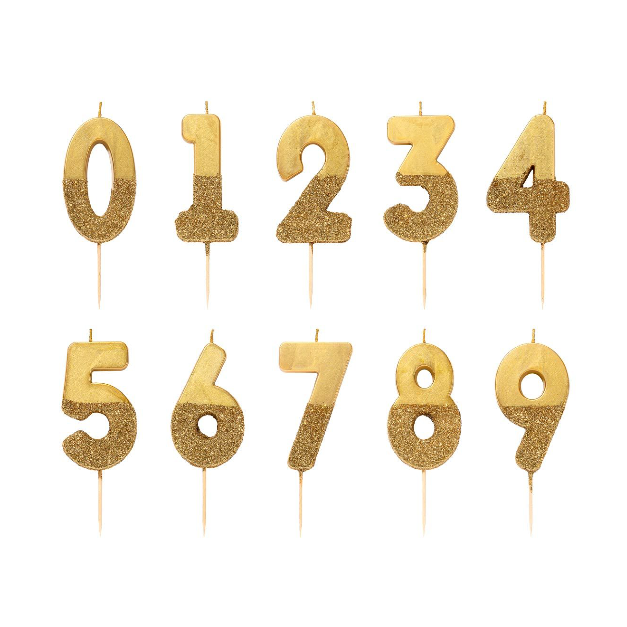 Gold Glitter Dipped Number Birthday Candle