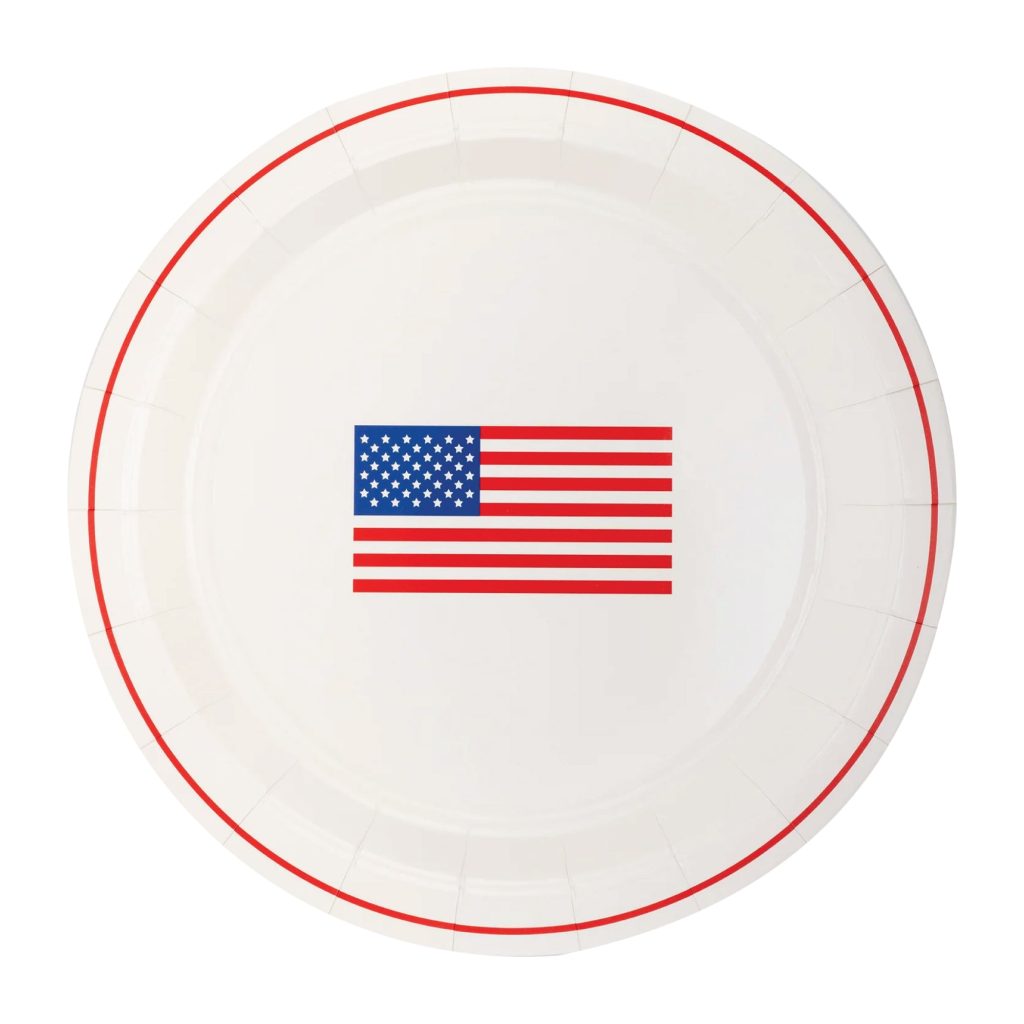 Round American Flag Lunch Plates 8ct