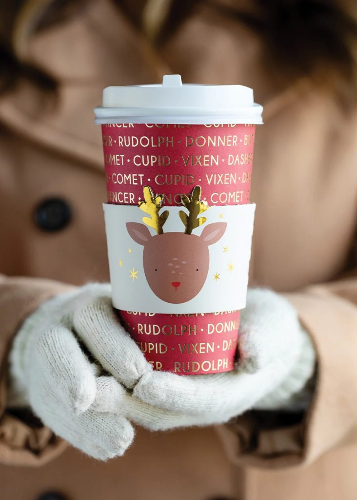 Reindeer Names Paper Coffee Cups 8ct