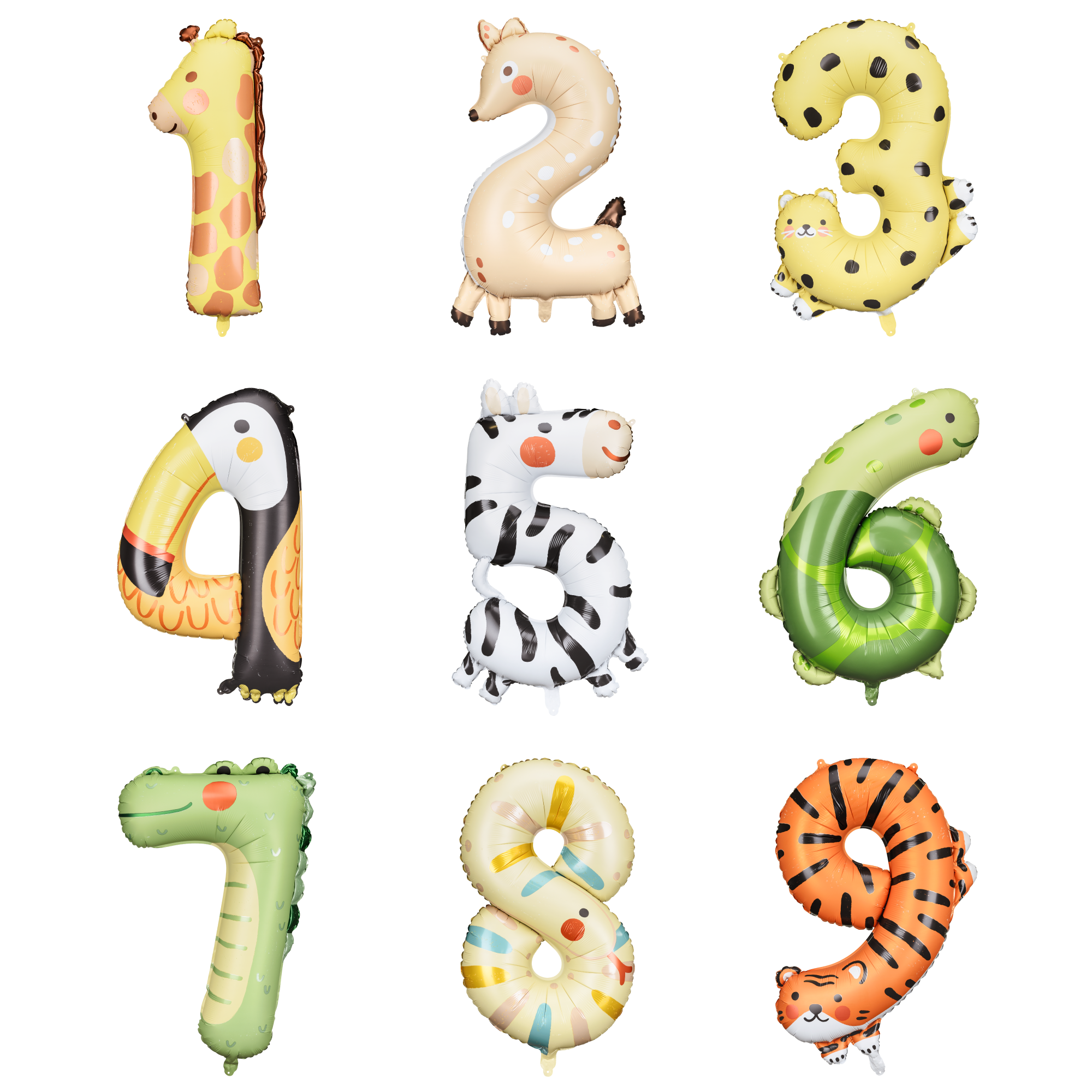 Giant Animals Number Balloon 1-9