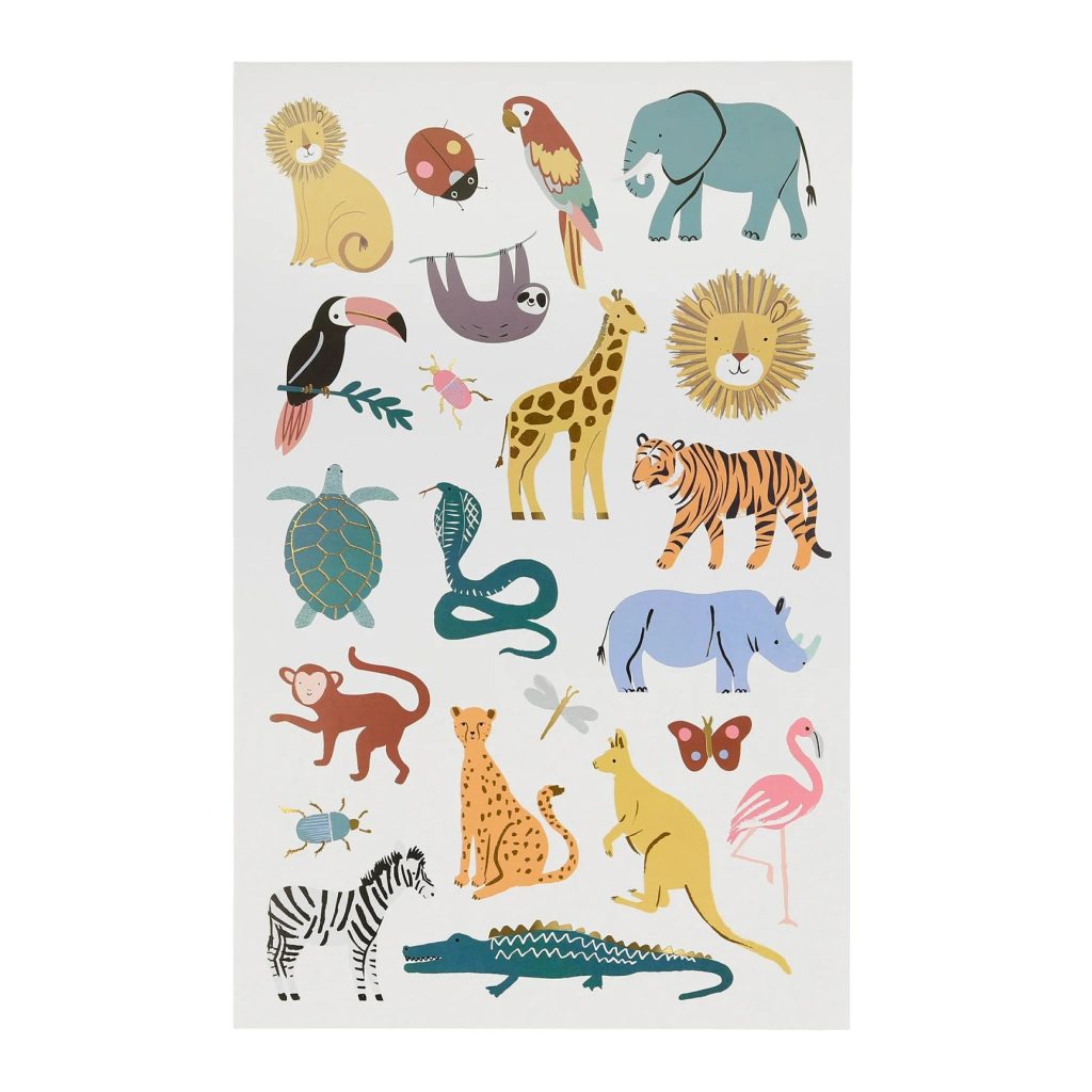 Safari Animals Temporary Tattoo Sheets