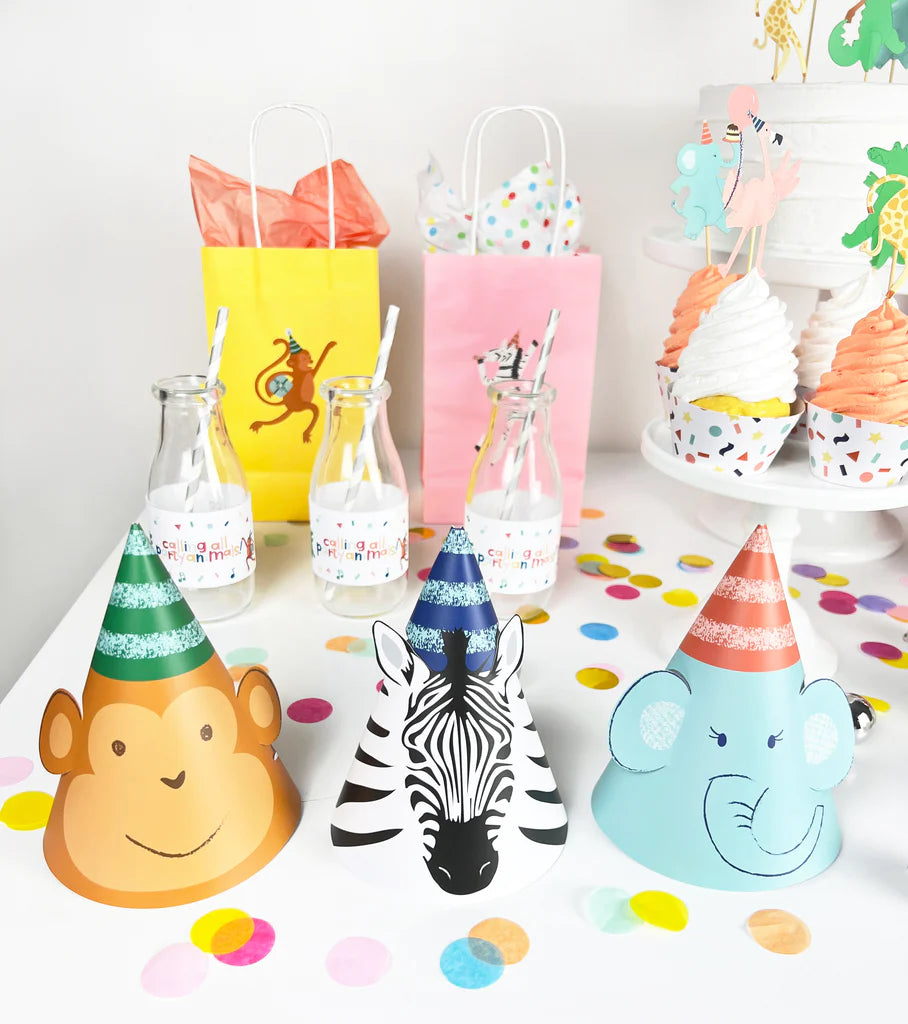 Safari Party Animals Party Hats 12ct