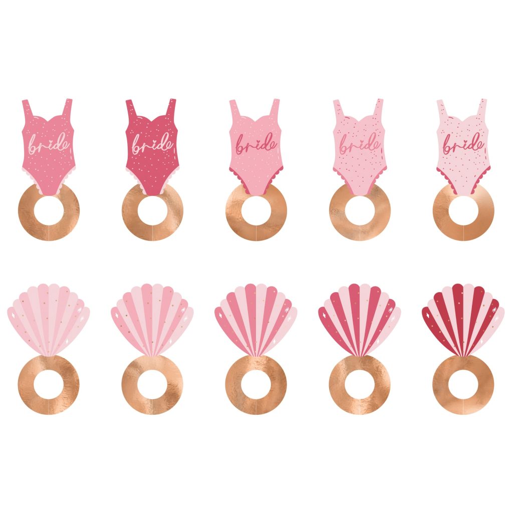 Seashell & Swimsuit Bride Drink Tags 10ct