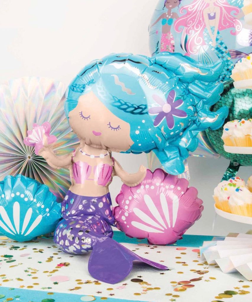 Air-Filled Sitting Shimmer Mermaid Balloon 18″