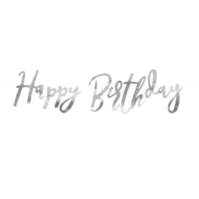 Silver Happy Birthday Letter Banner