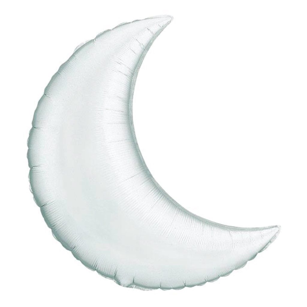 Silver Crescent Moon Balloon 35in