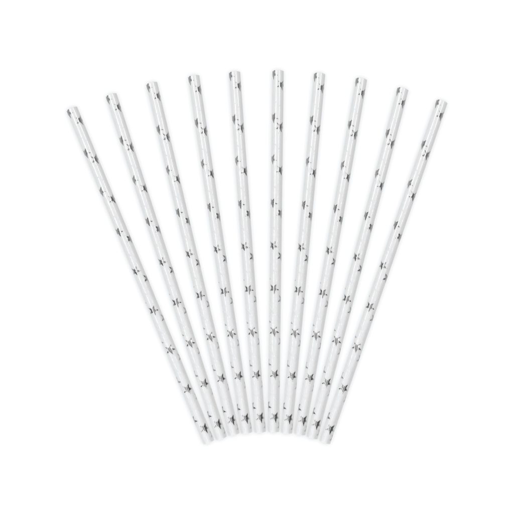 Silver Star Paper Straws 10ct