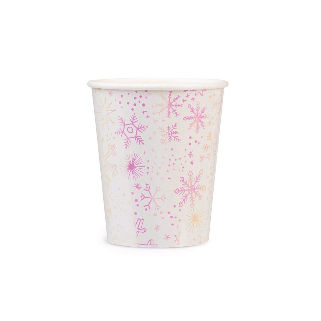 Frosted Iridescent Snowflake Cups 8ct