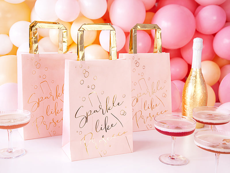 Blush Pink & Gold Sparkle Like Prosecco Gift Bags 6ct