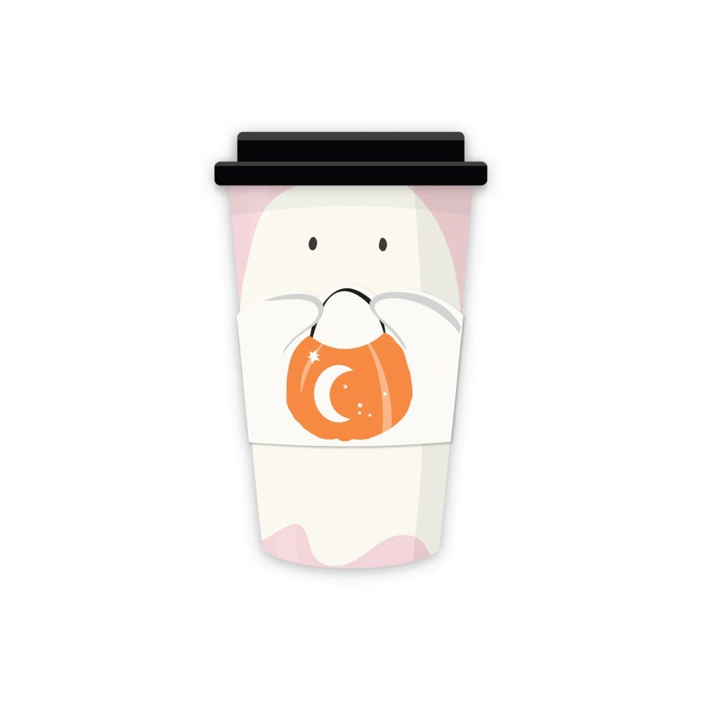 Spooky Cute Ghost Coffee Cups & Lids 8ct