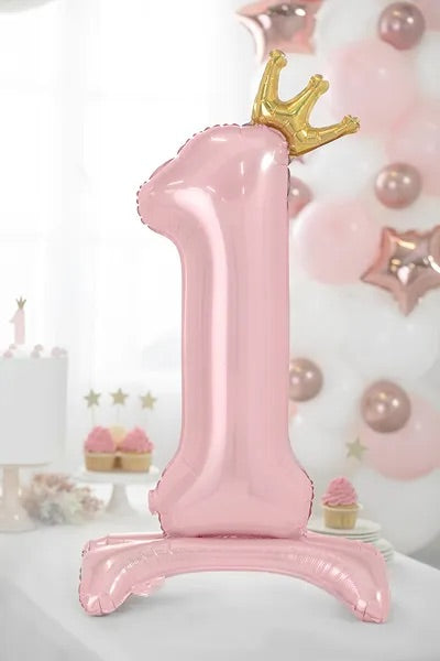 Standing Pink Princess Number 1 Balloon 33in