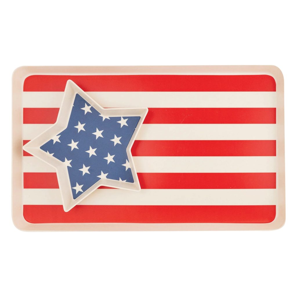 Stars & Stripes Bamboo Serving Tray Set