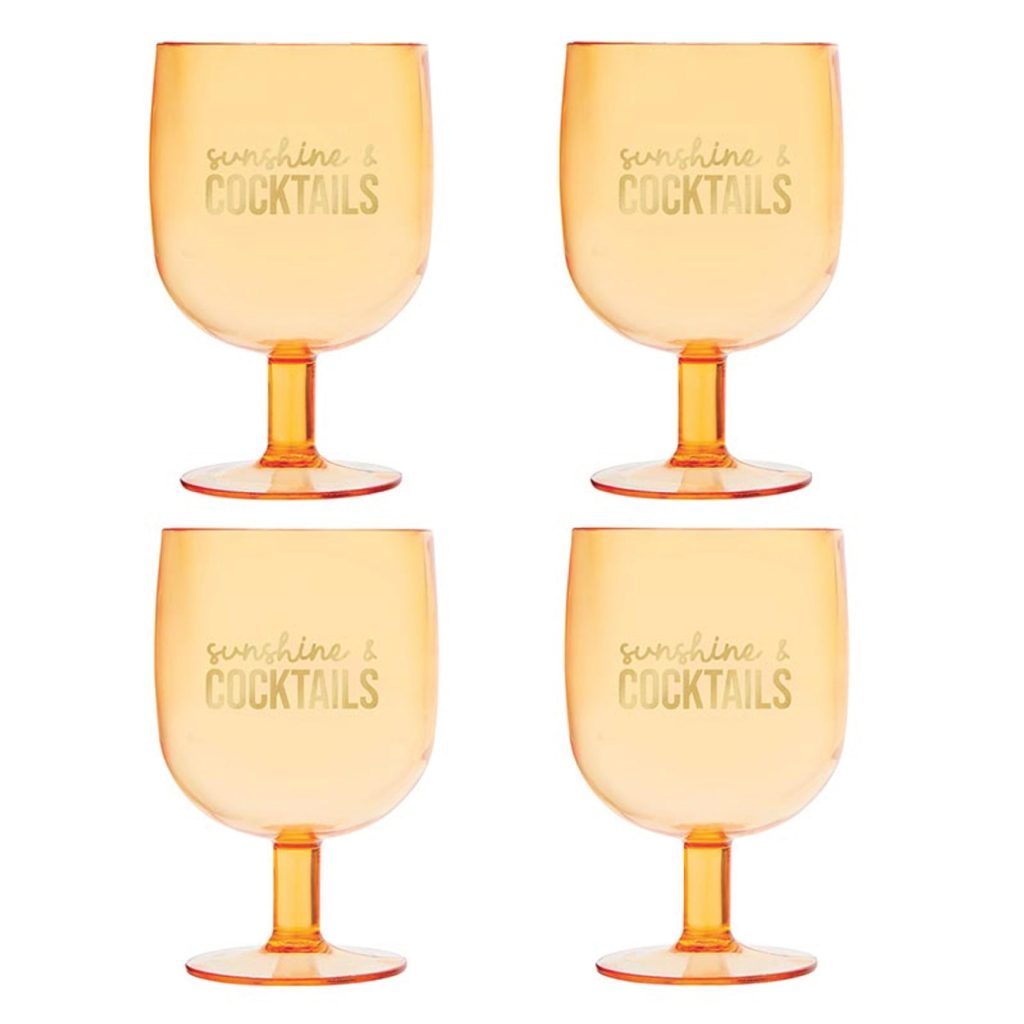 Sunshine & Cocktails Acrylic Wine Glasses 4ct