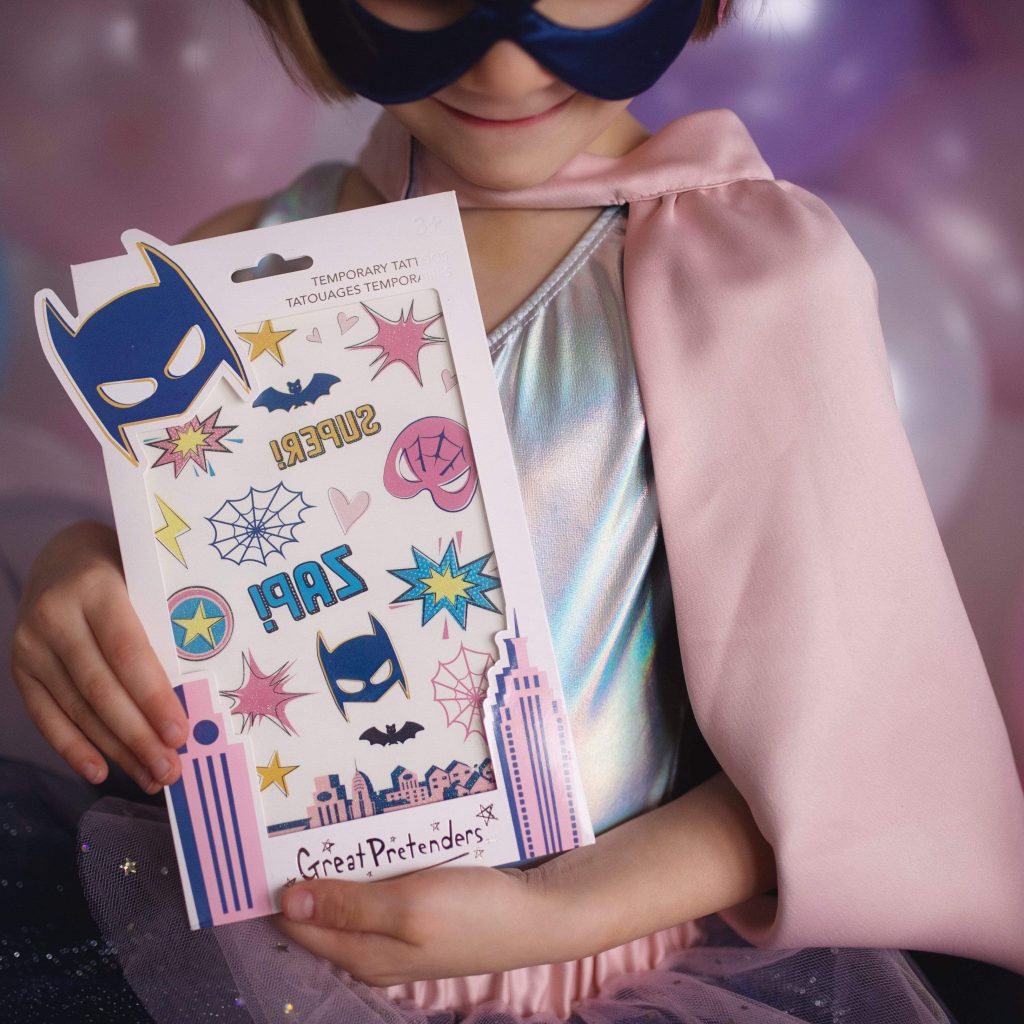 Girl Superhero Temporary Tattoos Sheet