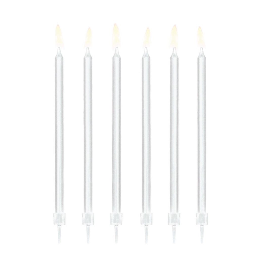 Tall White Birthday Candles 12ct