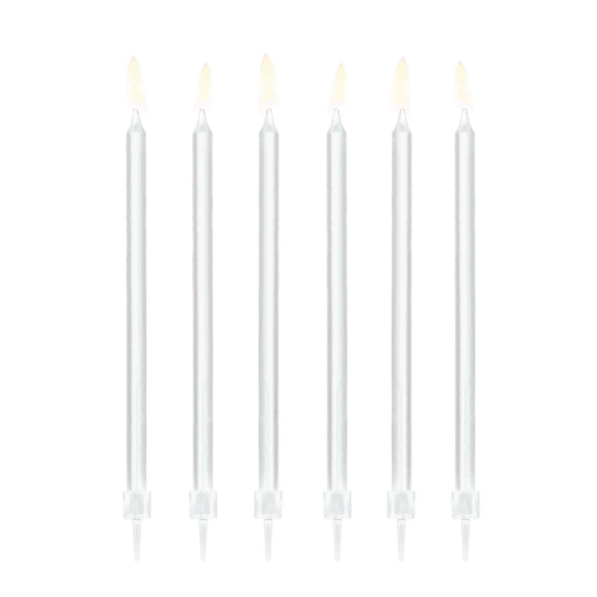 Tall White Birthday Candles 12ct