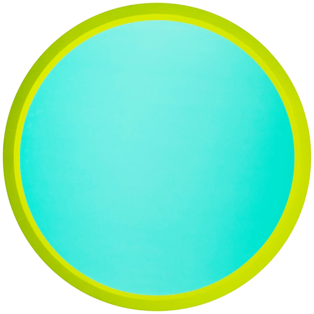 Teal & Lime Green Colorblock Dinner Plates 8ct