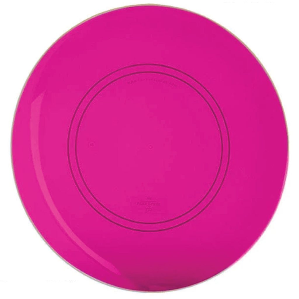 Transparent Hot Pink & Gold Rim Plastic Dinner Plates 10ct