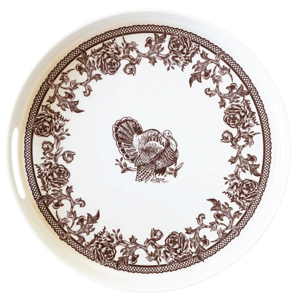 Plymouth Turkey Round Bamboo Serving Tray