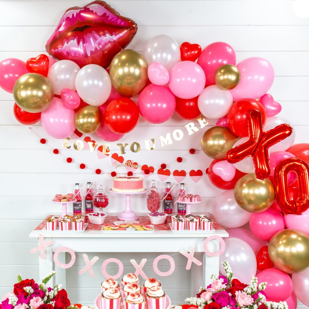 Pink, Red, & White Valentine’s Day Balloon Garland Kit 9ft