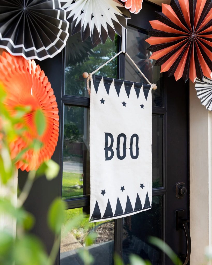 Classic Cream & Black Boo Halloween Canvas Banner