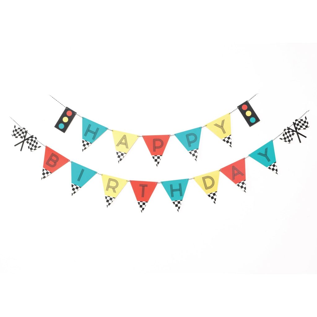 Vintage Race Car Birthday Pennant Banner