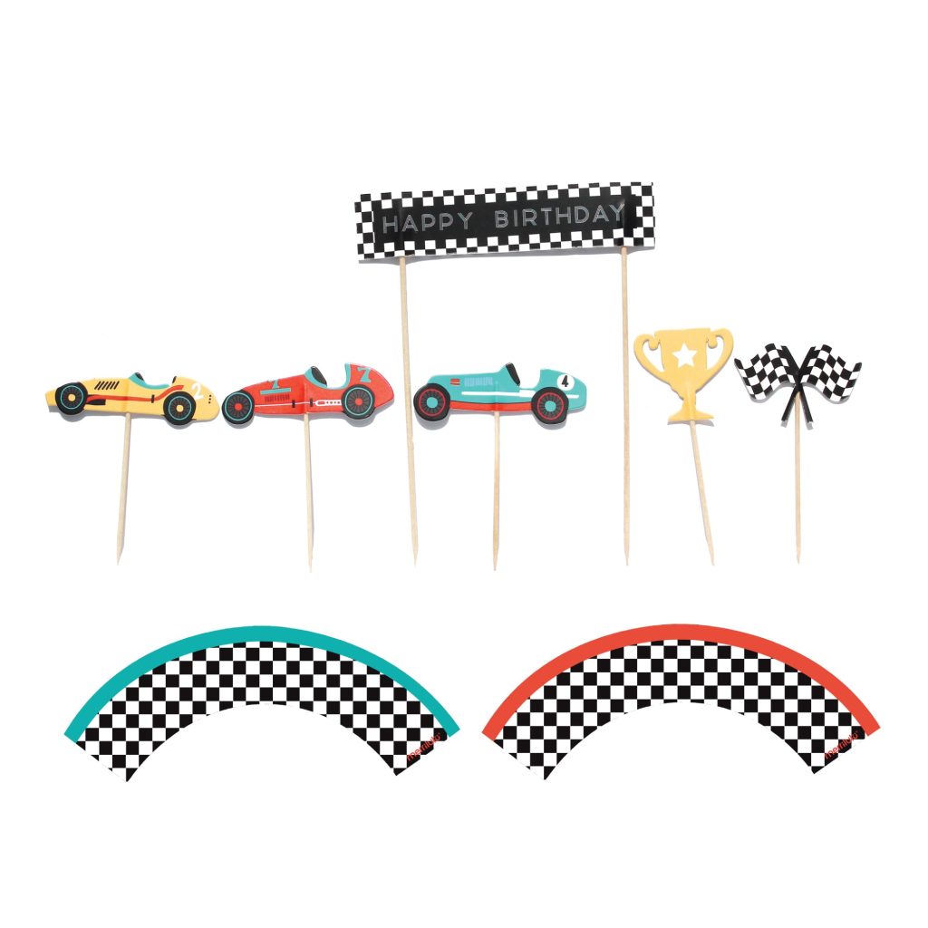 Vintage Race Car Cupcake Toppers & Wrappers