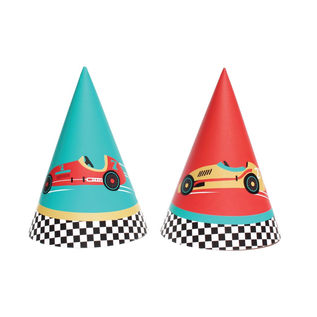 Vintage Race Car Party Hats 12ct