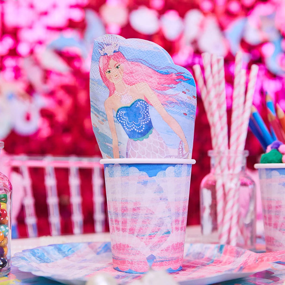 Mermaid Seashell Paper Cups 8ct