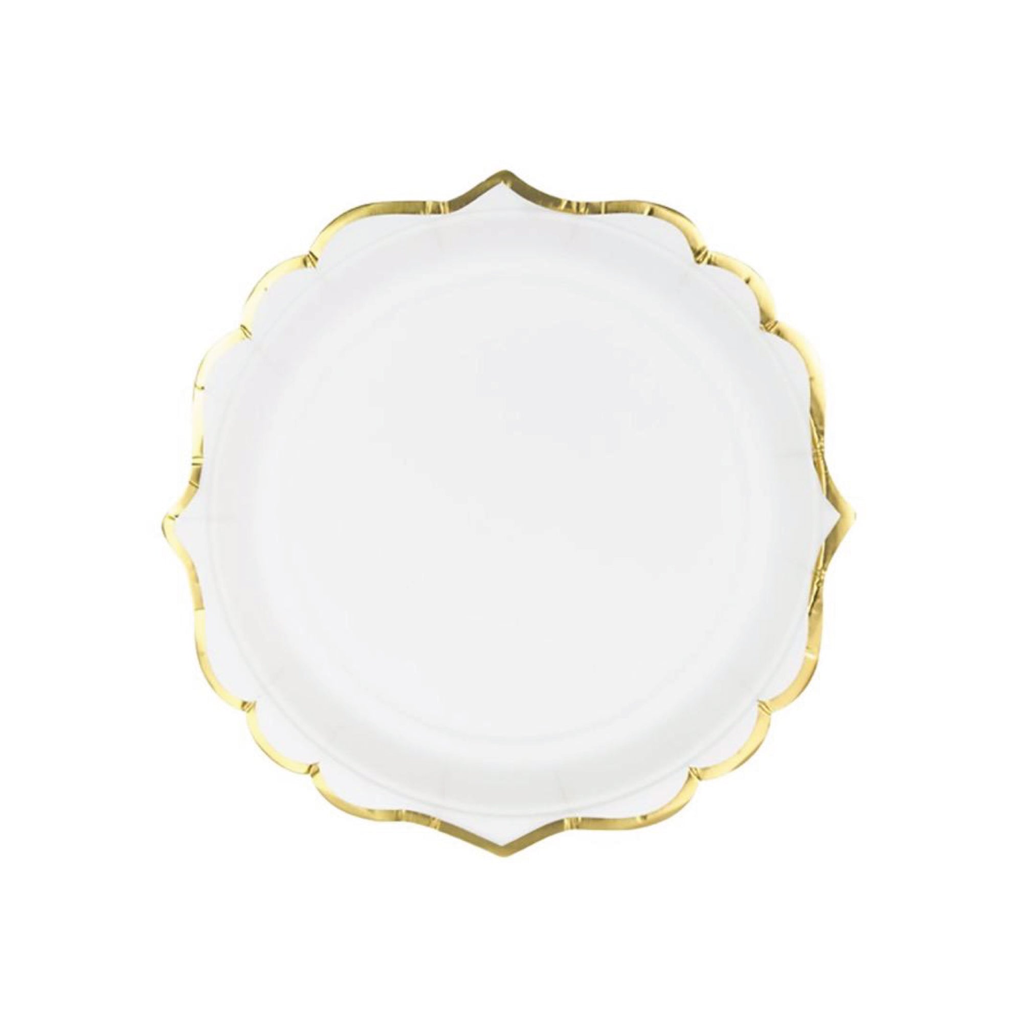 White Gold-Trimmed Scalloped Dessert Plates 6ct