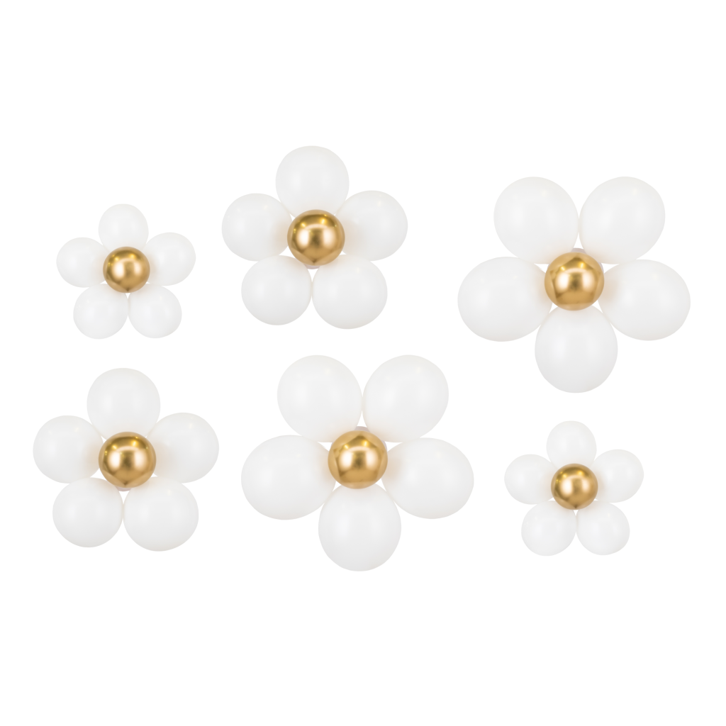 White & Gold Flower Balloon Kit 6ct