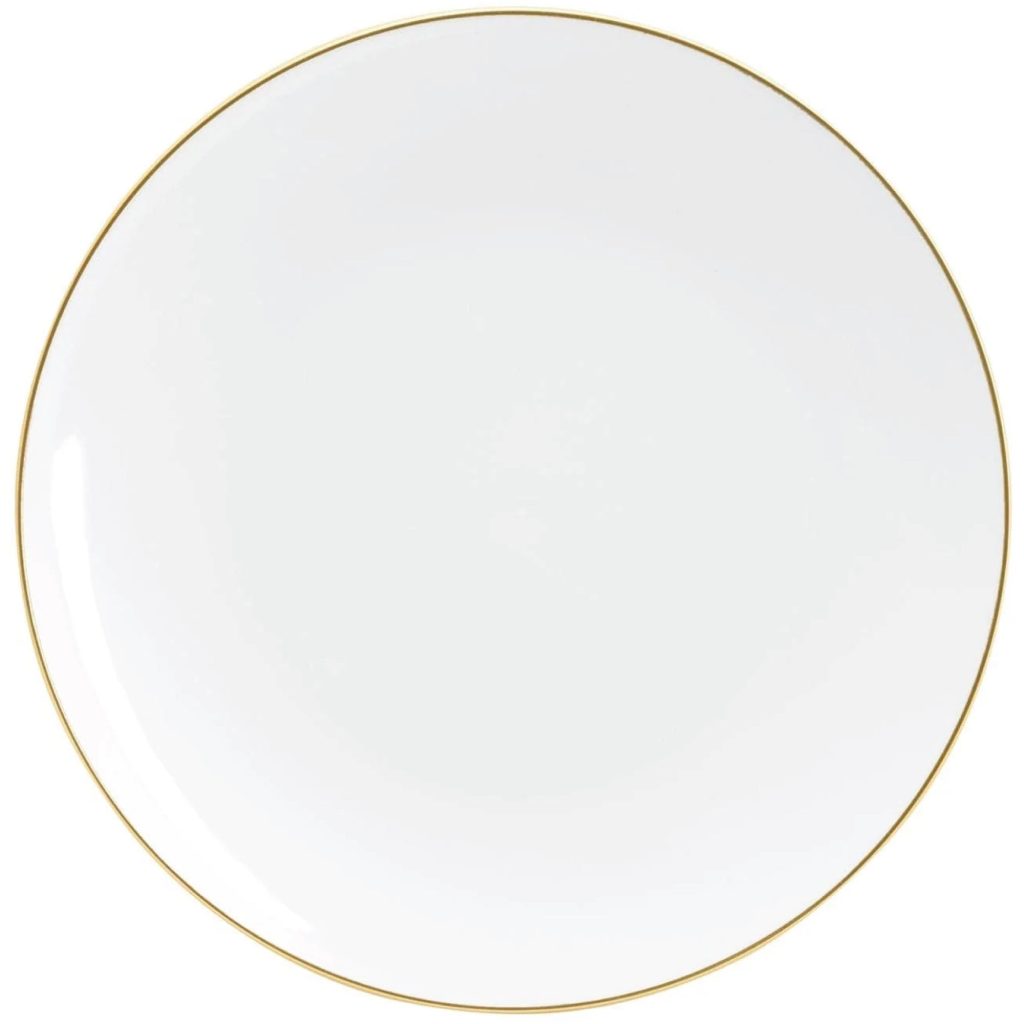 White With Gold Rim Plastic Dinner Plates 10ct