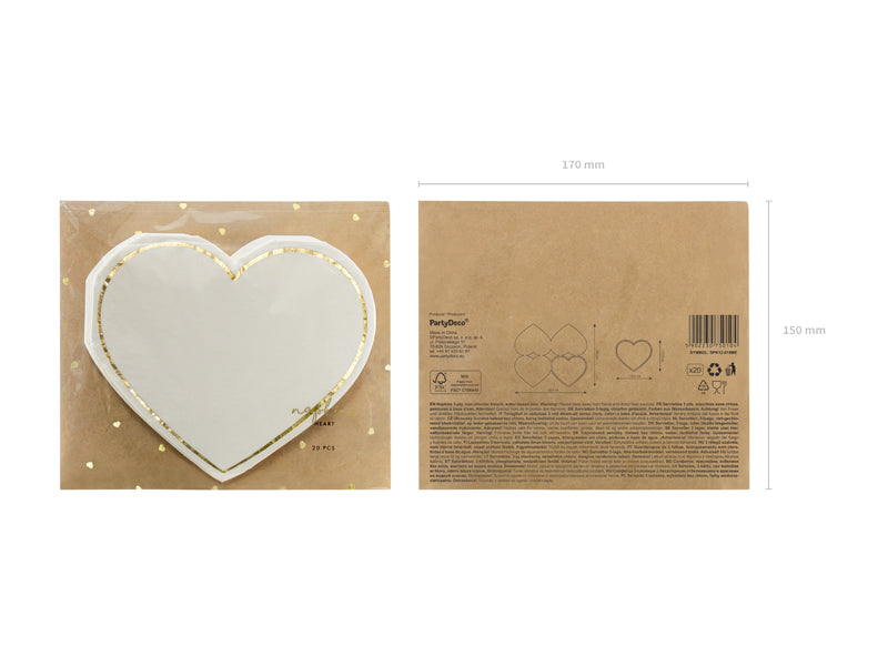 White Heart Shaped Dessert Napkins 20ct