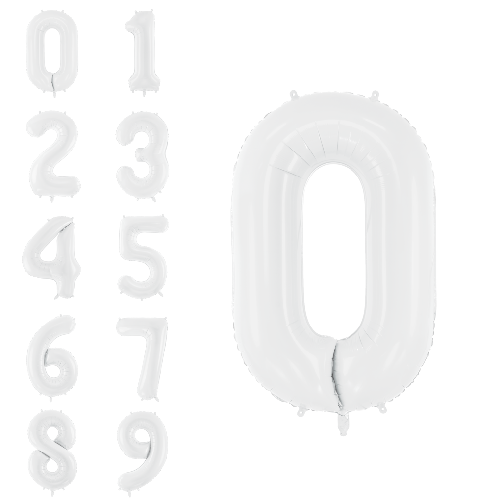 34″ White Number Balloon 0-9