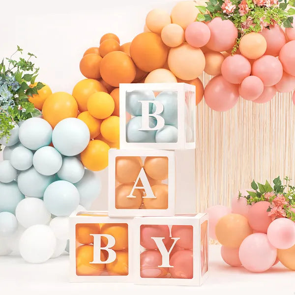 White Pop-Up Baby Block Decorations