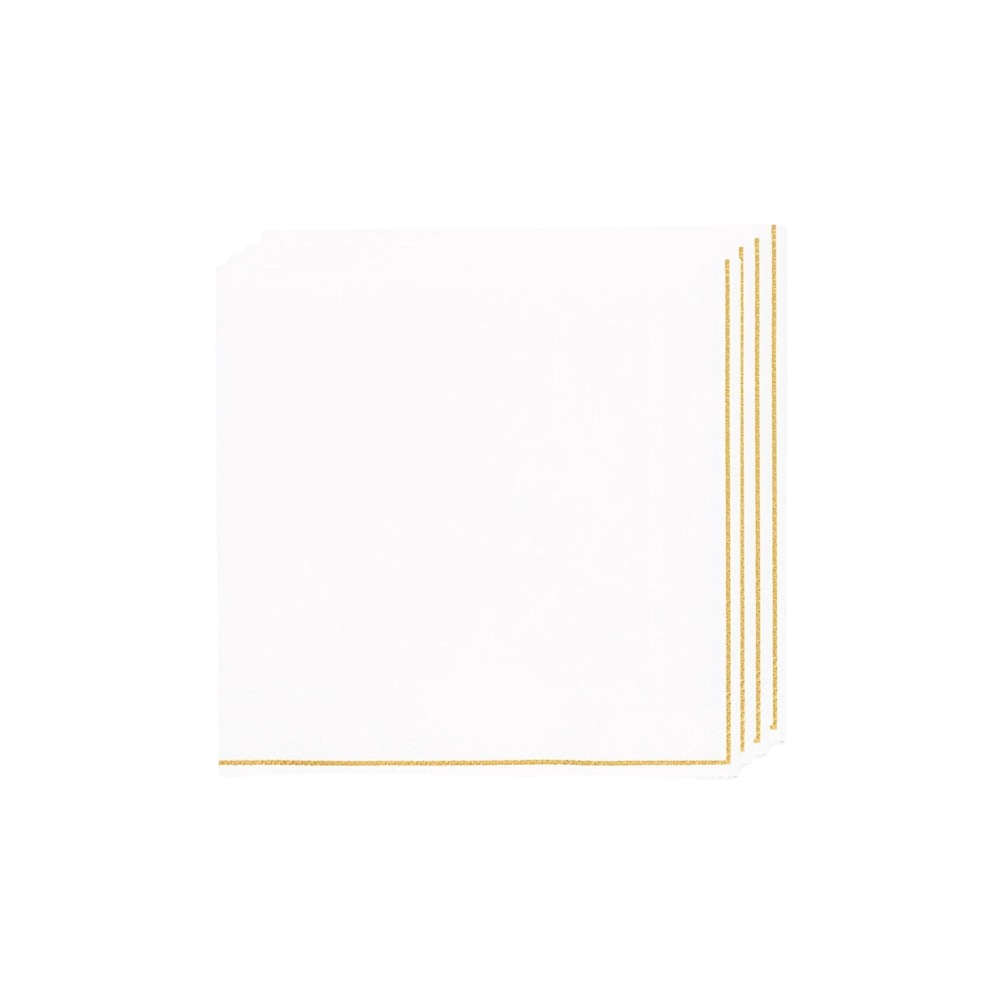 White With Gold Stripe Dessert Napkins 20ct