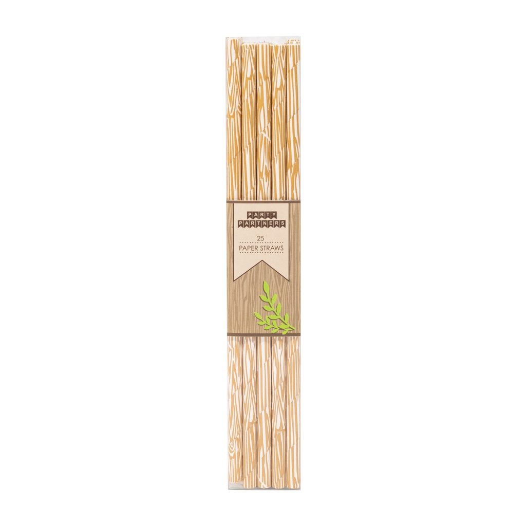 Wood Print Paper Straws 25ct