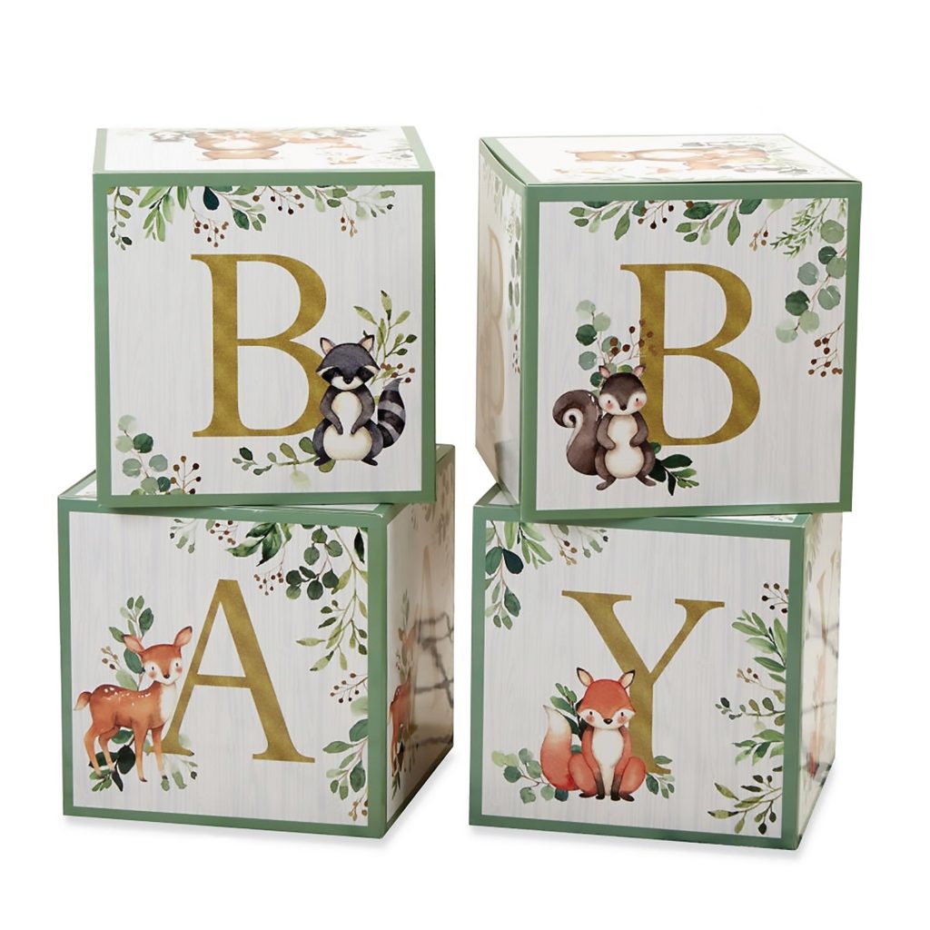 Woodland Baby Block Decorations