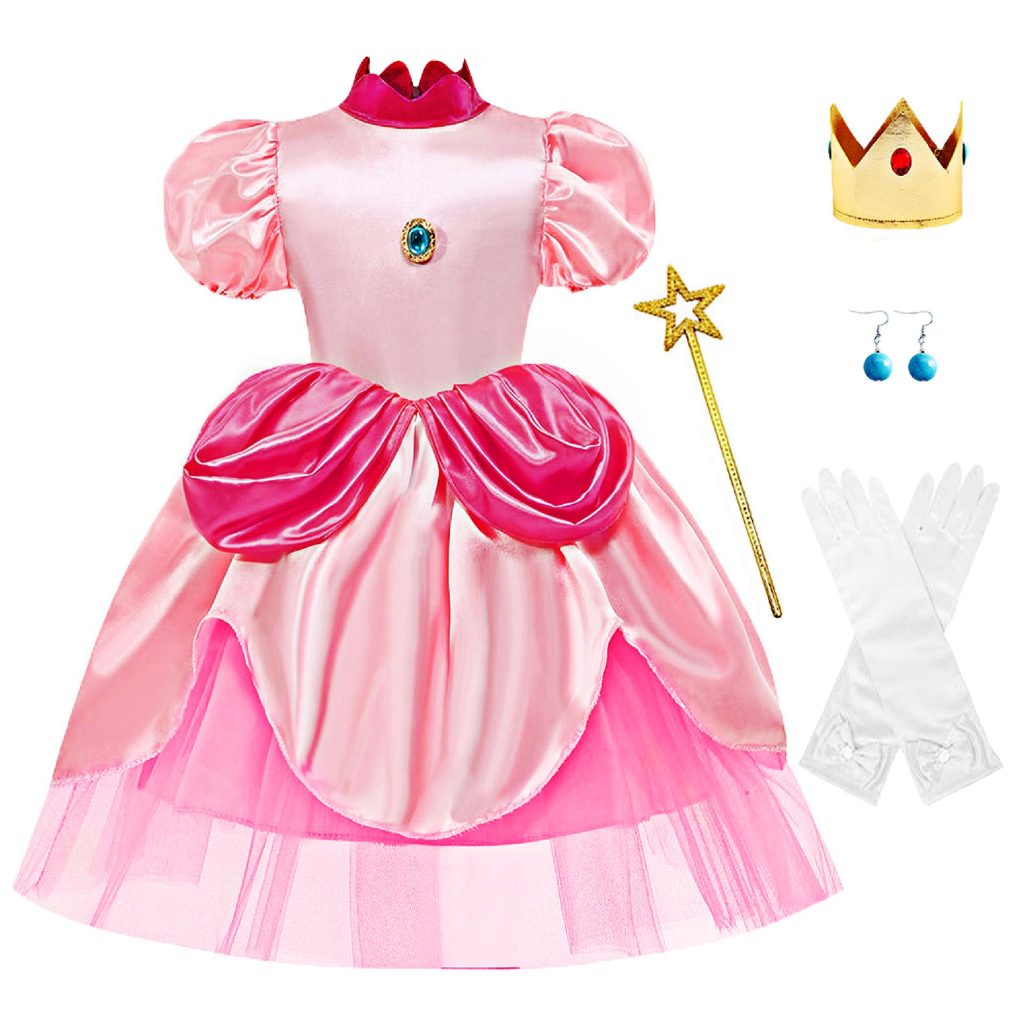 Girls Peach Halloween Costume Dress Set Pink
